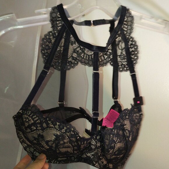 🔔2/$90🔔NWT RARE Sexy La SENZA Lace Padded Halter Bra Push-up in Black size M - Picture 6 of 15